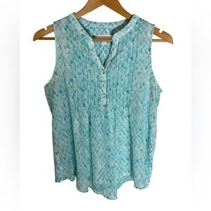 B8- Petite Medium - Charter Club Blue Sleeveless Pleated Blouse